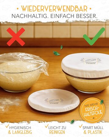 Набір для випічки хліба на заквасці: 2 гнізда для бродіння з ротангу, 600 мл закваски, гнітло, склянка та ніж для хліба. Аксесуари для випічки, 40x40x15 см