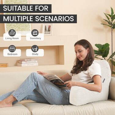 Подушка для відпочинку в ліжку Unisakey з підлокотниками, спинна подушка для читання та відпочинку, знімний, пральний чохол, бежевий