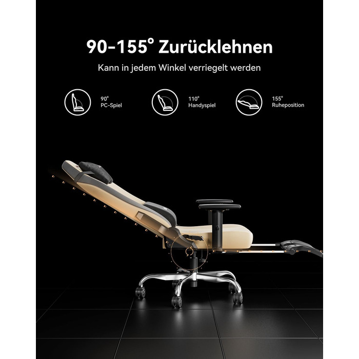 Ігровий крісло AutoFull C3 з ергономічним дизайном | Крісло з регульованими підлокітниками, підставкою для ніг, подушкою для голови та попереку | Макс. навантаження 150 кг | Зручна тканинна оббивка (Колір: Коричневий)