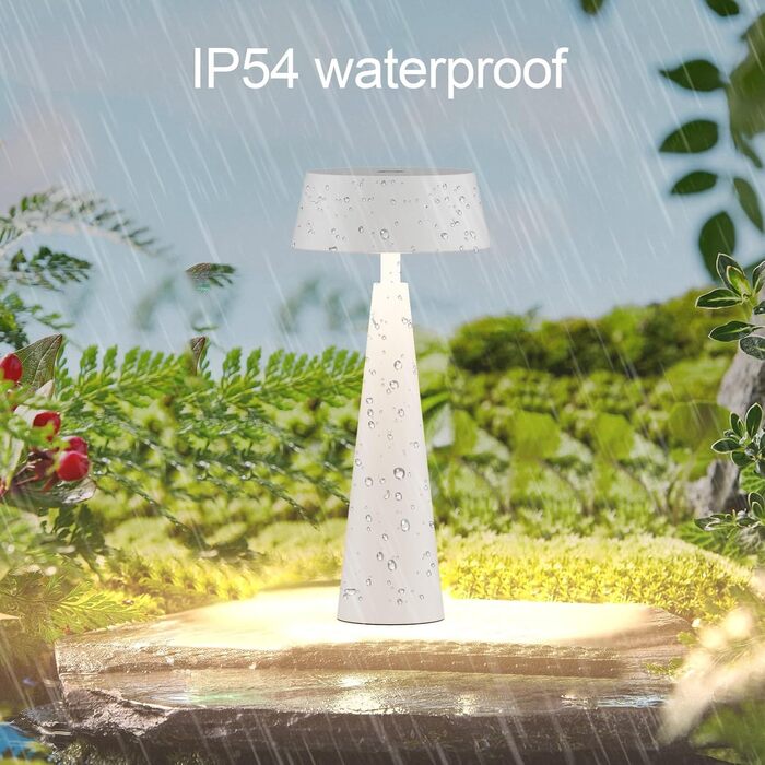 2 шт. Білі бездротові настільні лампи з акумулятором, регульоване освітлення 3000K-6000K, IP54, USB-C, для дому та вулиці, балкону, обіднього столу, білі