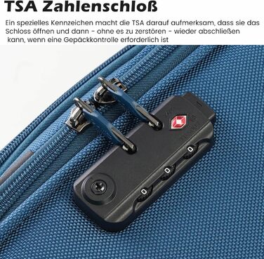 Валіза COOLIFE з 4 колесами, ручна валіза з TSA-замком, тканинна валіза, комплект 2 шт (середня, блакитний+сріблястий)