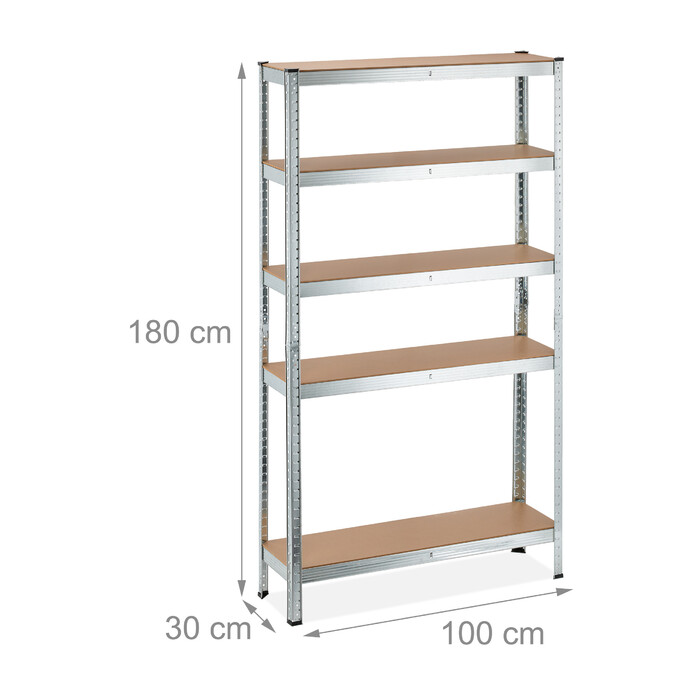 Relaxdays Оцинкована надміцна полиця з 5 ярусами