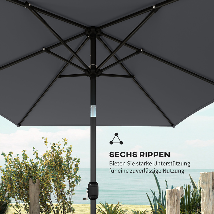 Сонячний парасоль з розмірами 300 x 200 см, регульований балконний парасоль з ручним механізмом, захисний чохол темно-сірого кольору