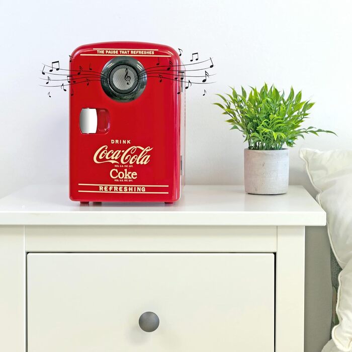 Холодильник Coca-Cola Mini 4L з Bluetooth, для дому, офісу, їжі та напоїв (червоний)