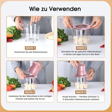 Електричний подрібнювач для кухні 1.5L, подрібнювач курки, овочів, фруктів, м'яса, для дитячого харчування, 250W