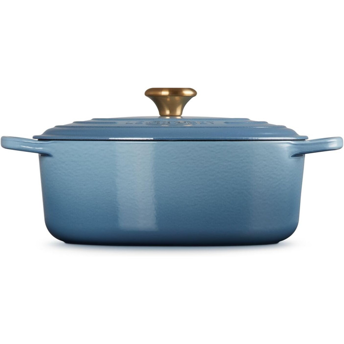 Le Creuset Signature Чавунна сковорода-жаровня з кришкою, овальна, 31 см, 8.9 л, для всіх типів плит, включаючи індукцію, колір Kirschrot