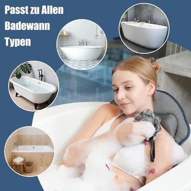 Подушка для ванни на все тіло з підтримкою шиї, плечей та попереку. Подушка для ванни з повітряної сітки 5D для жінок, сірого кольору.