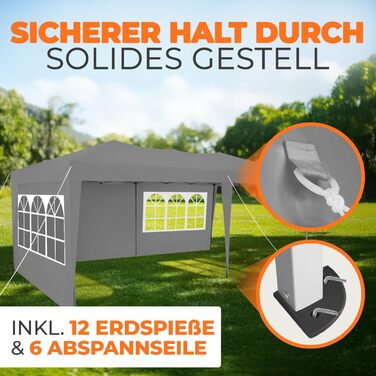 Павільйон Kronenburg розкладний, 3x3 м, водонепроникний, захист від сонця UV 50+, колір шампань, з 4 боковими частинами