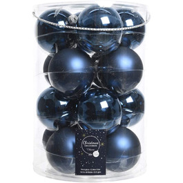 Скляних ялинкових куль 8 см перлинно-опаловий матовий кольору шампанського (темно-синій / темно-синій / темно-синій), 16