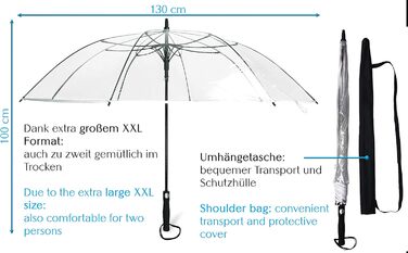 Парасолька Sternenfunke XXL Ø130 см прозора, автоматична, чохол для перенесення, білий край, парасолька-партнер