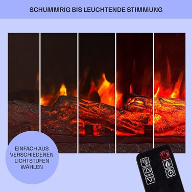 Електрокамін Klarstein Light & Fire 3 Smart, 2000 Вт, LED-імітація полум'я, з дистанційним керуванням, таймером, настінний, корпус MDF, чорний