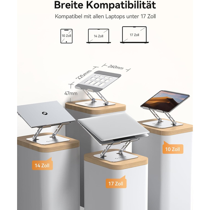 Підставка для ноутбука Orico ST11, регульована висота, складна, алюміній, вентильована, ергономічна, сумісна з MacBook Air/Pro та ноутбуками 10–17