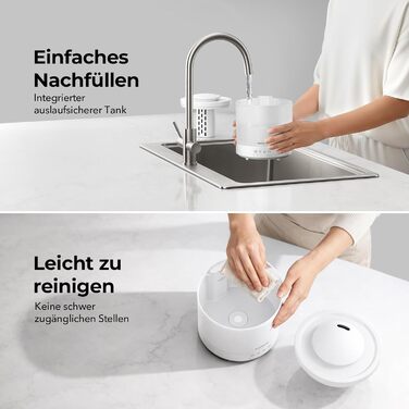 Зволожувач повітря Homvana для спальні 1.5л, ультразвуковий, з аромадифузором для ефірних олій, LED, BPA-Free