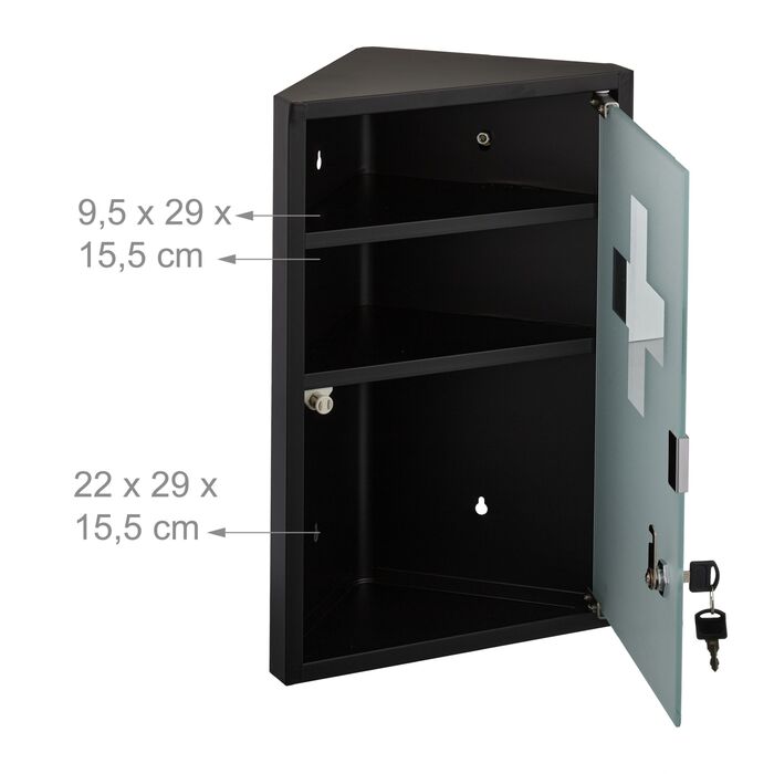 Шафка для медикаментів Relaxdays зі скляними дверцятами