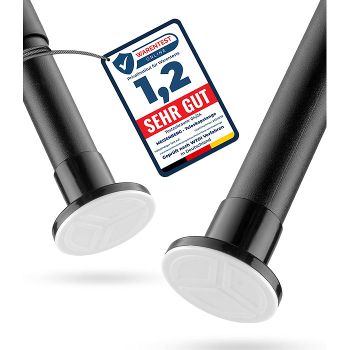 Телескопічна штанга для кріплення 260-310 см, матовий чорний, Ø 25 мм, багатофункціональна штанга без свердління. Підходить для штор, душових штор, ванних кімнат та балконів.