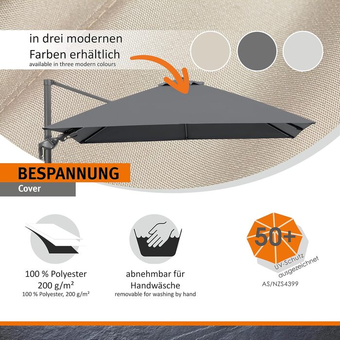 Парасолька від сонця Schneider RHODOS TWIST, 300 x 300 см, антрацит