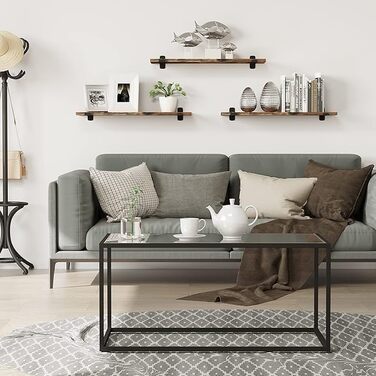 Полиця настінна EUGAD 3 шт., плаваючі полиці 60 см, дерев'яний декор вінтаж, настінні полиці для вітальні, кухні, офісу, ванної, витримує до 15 кг/полиця, коричневий вінтаж