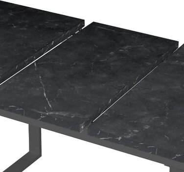 Розсувний обідній стіл B&D Home Anna | 120-160 x 80 см, на 4-6 осіб | стіл для кухні/їдальні з дерев'яними ніжками, чорний | скандинавський/індустріальний дизайн, Texas-Eiche (дуб Техас), 11202-US-EITE (чорний мармур/чорний)