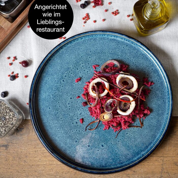 Набір тарілок Moritz & Moritz SOLID, 4 шт., 26 см, кераміка, блакитний колір, для сервірування