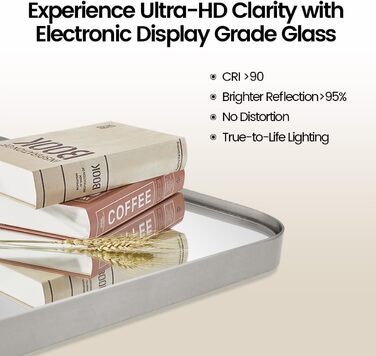 Дзеркало для ванної кімнати MOON MIRROR, прямокутне, з металевим каркасом, 50,8 x 71,1 см, чорне (нікель, 81.3 x 61 см)