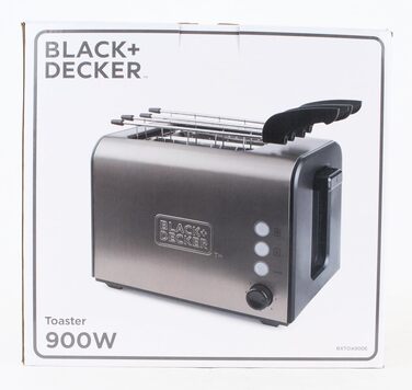 Тостер BLACKDECKER BXTOA900E - 900 Вт 2 широкі слоти, 7 рівнів, насадка для булочки, зупинка/повторне нагрівання/розморожування