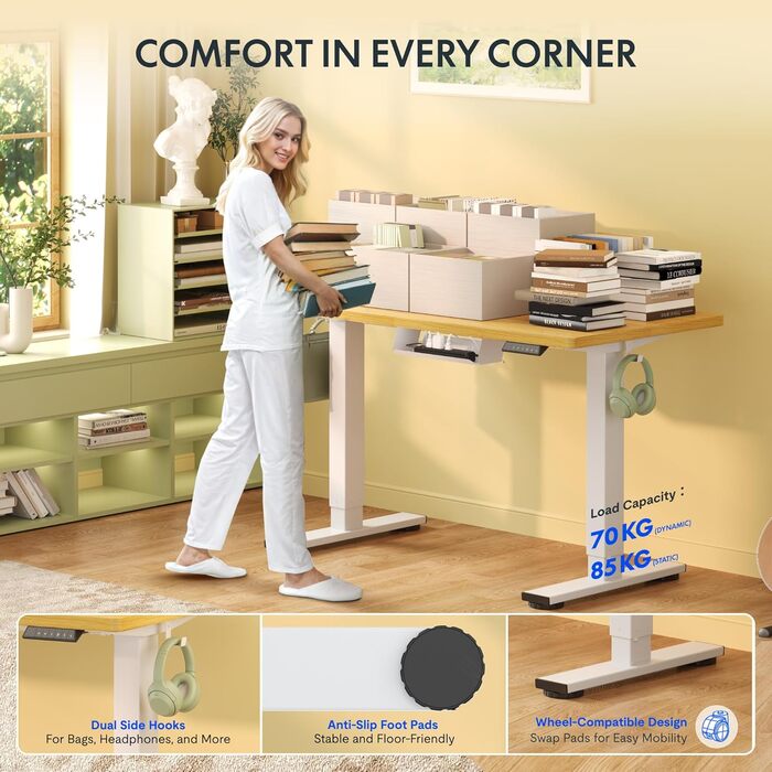 Стол для роботи FlexiSpot: електричний, регулювання висоти, 120x60 см, пам'ять налаштувань, для дому та офісу