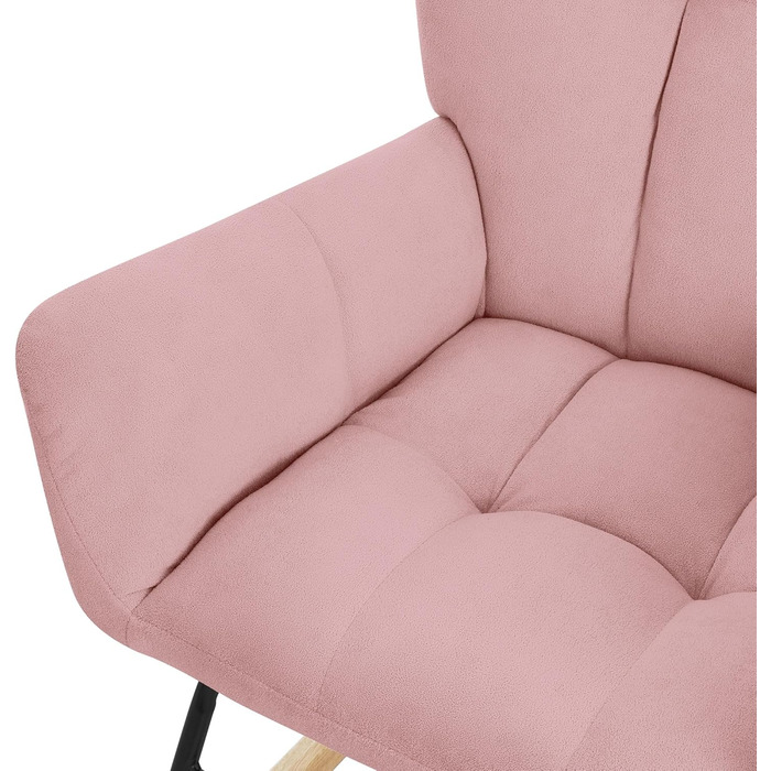 Крісло-гойдалка ML-Design рожевого кольору з оббивкою під фліс, дерев'яні полози, для вітальні, спальні, балкона