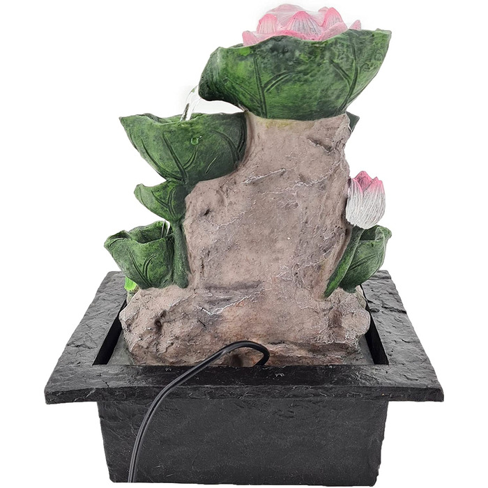 Кімнатний фонтан Водяна лілія і жаби декоративний заспокійливий зволожувач повітря, полірезин, коричневий, близько 19 см