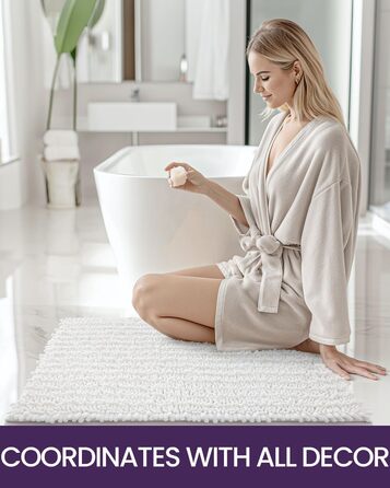 Килимок для ванної кімнати DEXI Chenille, м'який, товстий, антиковзний, 50,8 x 81,3 см, оливковий