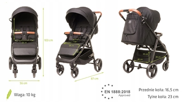 Дитячий прогулянковий візок 4Baby Stinger XXIII, чорний