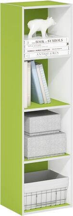 Книжкова шафа з відкритою полицею Furinno Pasir, 4 яруси, зелений/білий, зелений/білий 4 яруси