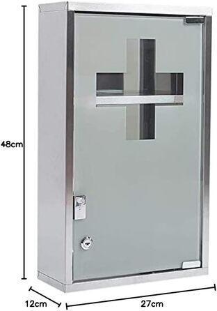 Медичний шкаф Zedelmaier з нержавіючої сталі, 4 відділення, аптечний, для ванної кімнати, з можливістю підвішування, закривається на замок, 57 x 27 x 12 см, білий