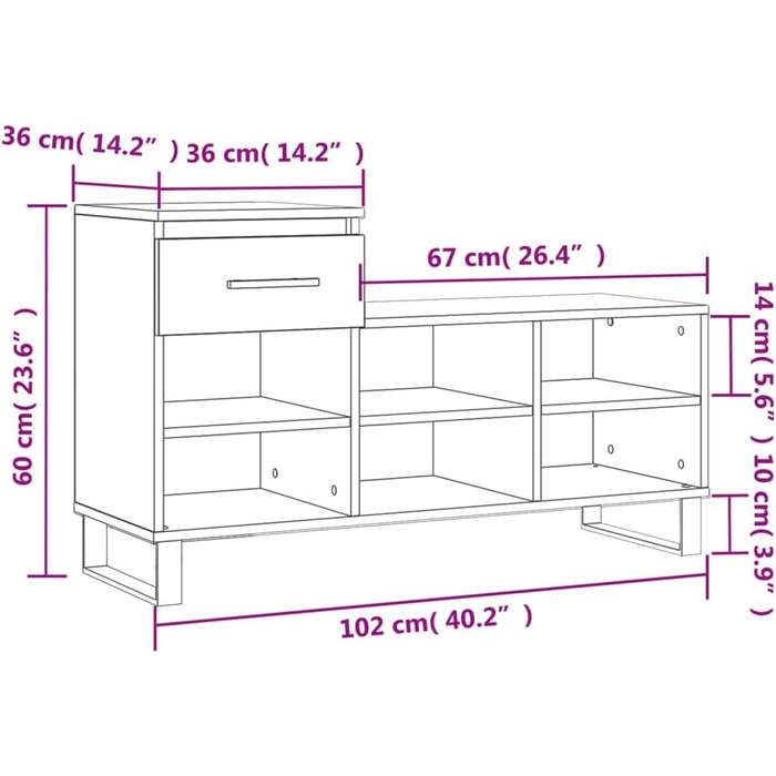 Полиця для взуття, Полиця для взуття з 1 шухлядою 6 відділеннями, Зберігання взуття з великою кількістю місця для зберігання, Шафа для передпокою Полиця для взуття Органайзер для взуття, матеріал на основі деревини (копчений дуб)