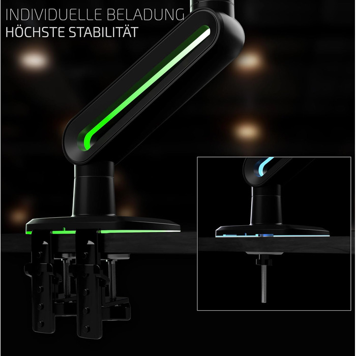 Кріплення для монітора Invision Vortex Gaming – 27–57 дюймів – Curved & UltraWide – RGB LED – 3–18 кг (VR200)