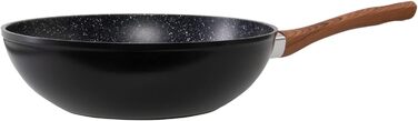 Сковорода вок wenco преміум-класу діаметром 28 см, індукційна, алюмінієва з антипригарним покриттям, чорно-коричнева, модель 2023 року