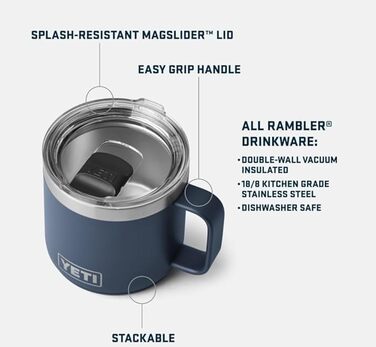 Термокружка YETI Rambler з кришкою MagSlider, 414 мл, чорна