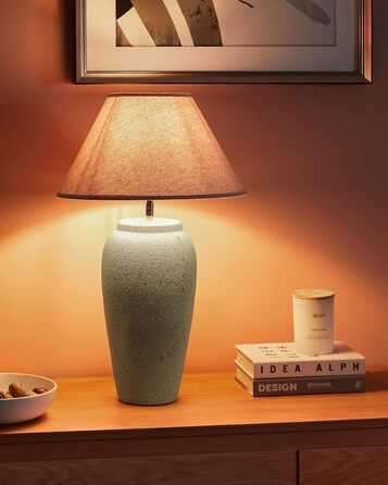 Настільна лампа Beliani з керамічним цоколем у формі вази, білий абажур, регульований вимикач