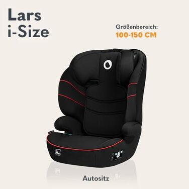 Автокрісло Lionelo Lars i-Size 100–150 см, Група 2/3, чорно-червоне, з регулюванням підголівника та бічними захистом