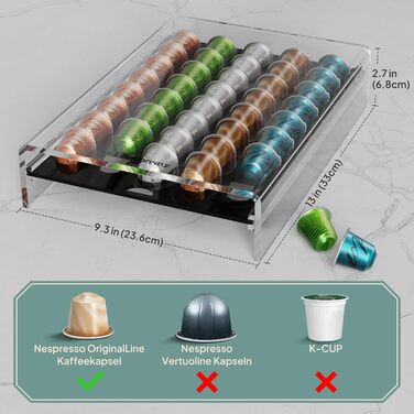 Організатор для капсул Nespresso LifeMoreasy - контейнер для 40 капсул, прозорий, висувний, для зберігання кави