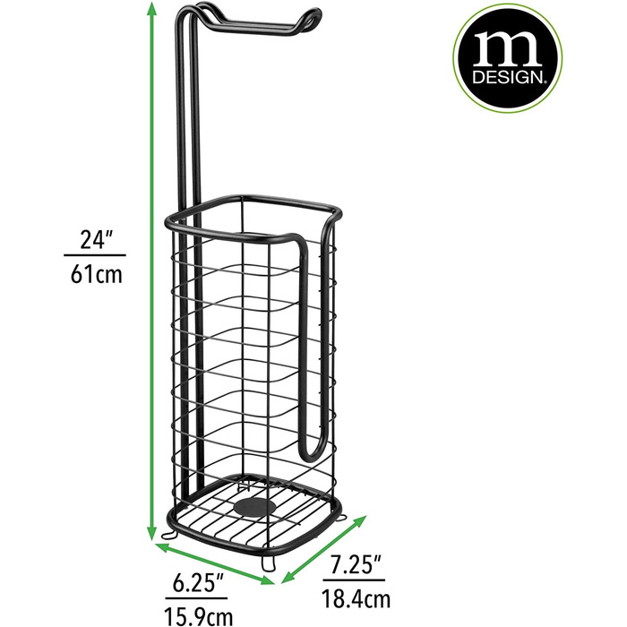 Тримач для туалетного паперу mDesign без свердління-окремо стоячий тримач для туалетного паперу для ванної кімнати - тримач для рулонів паперу з нержавіючої сталі з чотирма рулонами- (чорний)