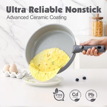 Набір каструль SENSARTE з керамічним покриттям (17 предметів), антипригарне, для всіх плит, безпечне, сумісне з посудомийною машиною та духовкою