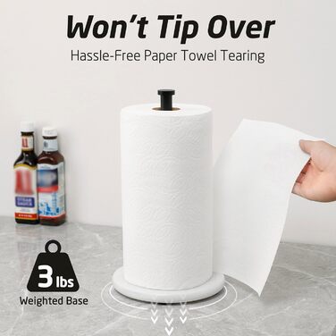 Тримач для паперових рушників KES з мармуром та нержавіючої сталі SUS304, підстільний, чорний, 20 см