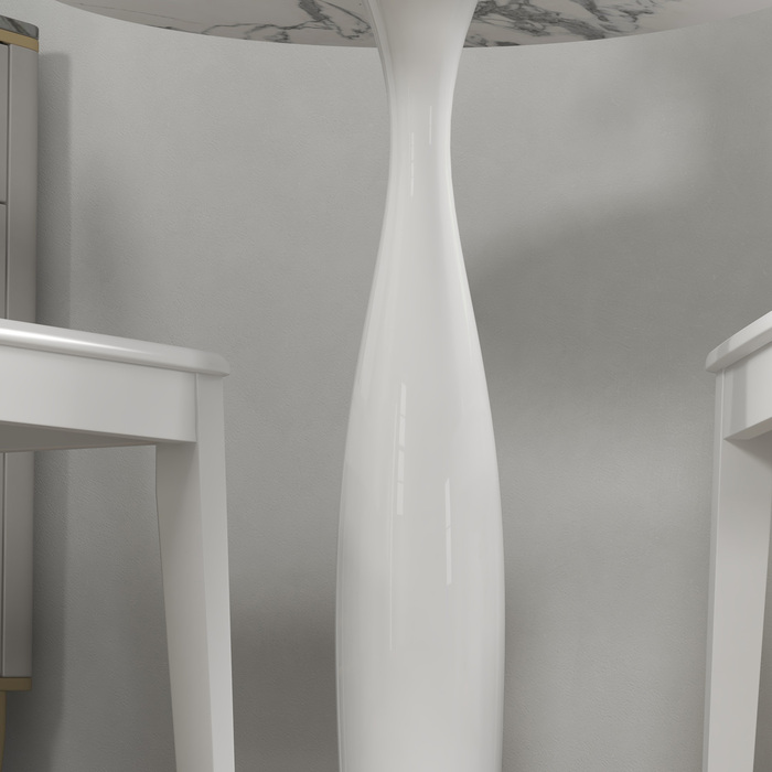 Круглий обідній стіл, сталевий каркас з порошковим покриттям, стільниця МДФ з меламіном, неслизькі ніжки, діаметр 70 см, білий