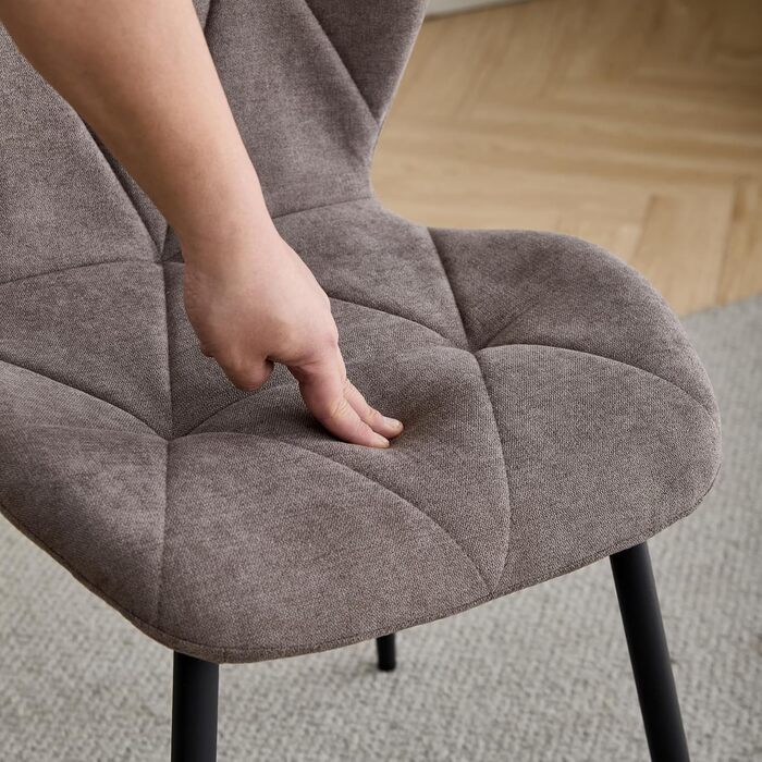 Набір обіднього столу GrandCA HOME: круглий стіл 100 см та 4 сучасні лінові стільці, для вітальні, кухні, їдальні. Колір: темно-сірий + коричневий (під мармур)