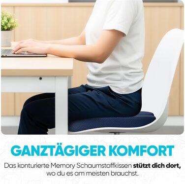 FORTEM Подушка для сидіння, м'яке крісло, подушка для офісного крісла, подушка для комп'ютерного крісла з піною з пам'яті, антиковзаюча подушка для сидіння для ігор, подушка для сидіння в автомобілі, подушка для комп'ютерного крісла, знімний чохол, велики