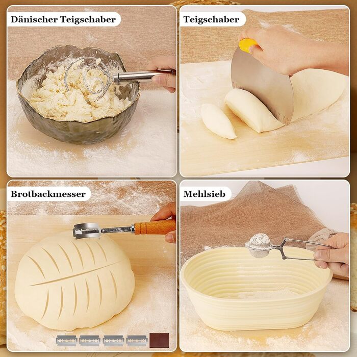 Набір для закваски з 16 частин: гнійники з силікону (круглі та овальні), скляні ємності для закваски - для професійного та домашнього випікання