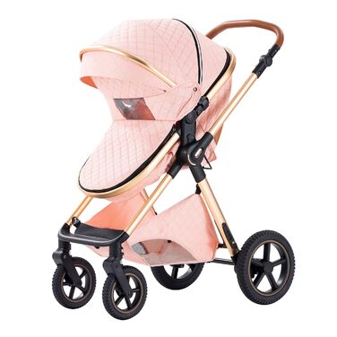 Дитяча коляска Shineey 3 в 1: Buggy, Babybett, Комплект. Компактна складна коляска для новонароджених з алюмінієвим каркасом (рожевий)