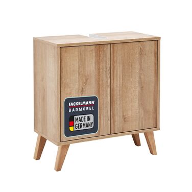 Підставка під раковину Fackelmann Finn, коричневий світлий, 60 см, ретро стиль, Push-to-Open, імітація дуба, Made in Germany