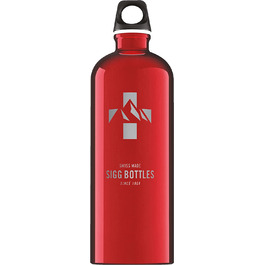 Вулична пляшка для пиття SIGG Traveller (1 л), екологічно чиста і герметична пляшка для пиття для піших прогулянок, легка спортивна пляшка для пиття з алюмінію (Швейцарський червоний)