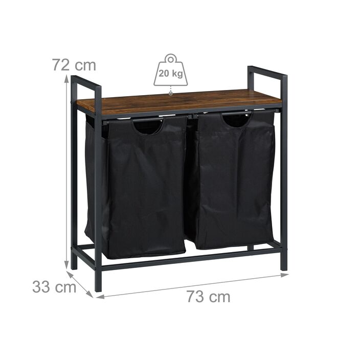 Кошик для білизни Relaxdays з двома відділеннями та полицею